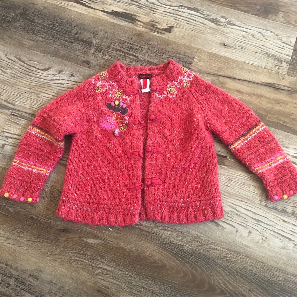 Catimini Paris red mohair blend boutique cardigan size 3